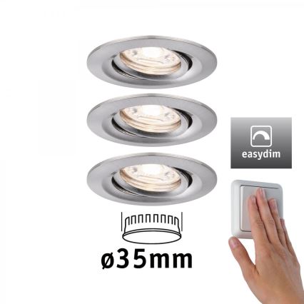 Paulmann 92973 - НАБІР 3xLED/4,2W IP23 Світильник для ванної з регулюванням яскравості COIN 230V