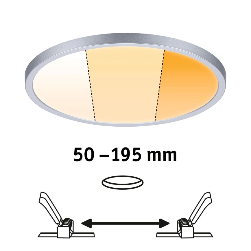 Paulmann 92992 - LED/16W IP44 Потолочный встраиваемый светильник для ванной комнаты AREO, 230V, 2000/3000/4000K, диаметр 23 см, матовый хром
