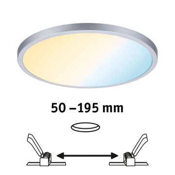Paulmann 93046 - LED 16 Вт IP44 диммируемый встраиваемый потолочный светильник для ванной AREO, 230 В, 3000-6500 К, диаметр 23 см, матовый хром