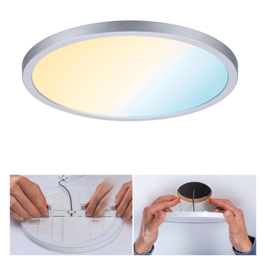Paulmann 93046 - LED, 16 Вт, IP44 димований вбудований світильник для ванної кімнати AREO 230 В 3000–6500K діаметр 23 см матовий хром
