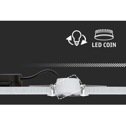 Paulmann 93080 - НАБІР 3xLED/6W IP23 Вбудований стельовий світильник для ванної з регулюванням яскравості COIN 230V