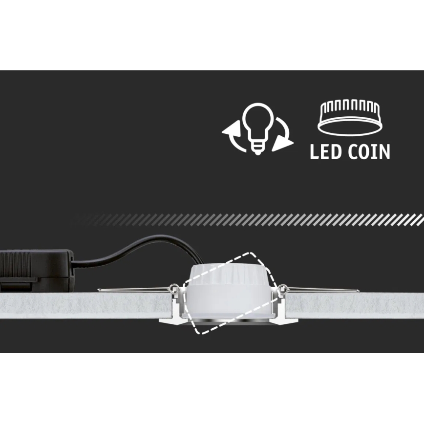 Paulmann 93080 - НАБОР 3xLED/6W IP23 Встроенный светильник для ванной комнаты с регулированием яркости COIN 230V