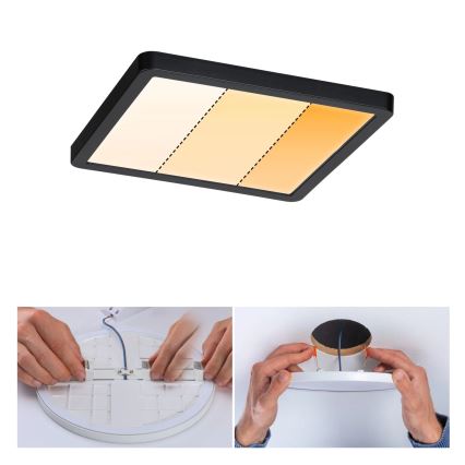 Paulmann 93101 - LED/13W IP44 Встраиваемый потолочный светильник для ванной AREO 230V 2000/3000/4000K 17,5x17,5 cm чёрный