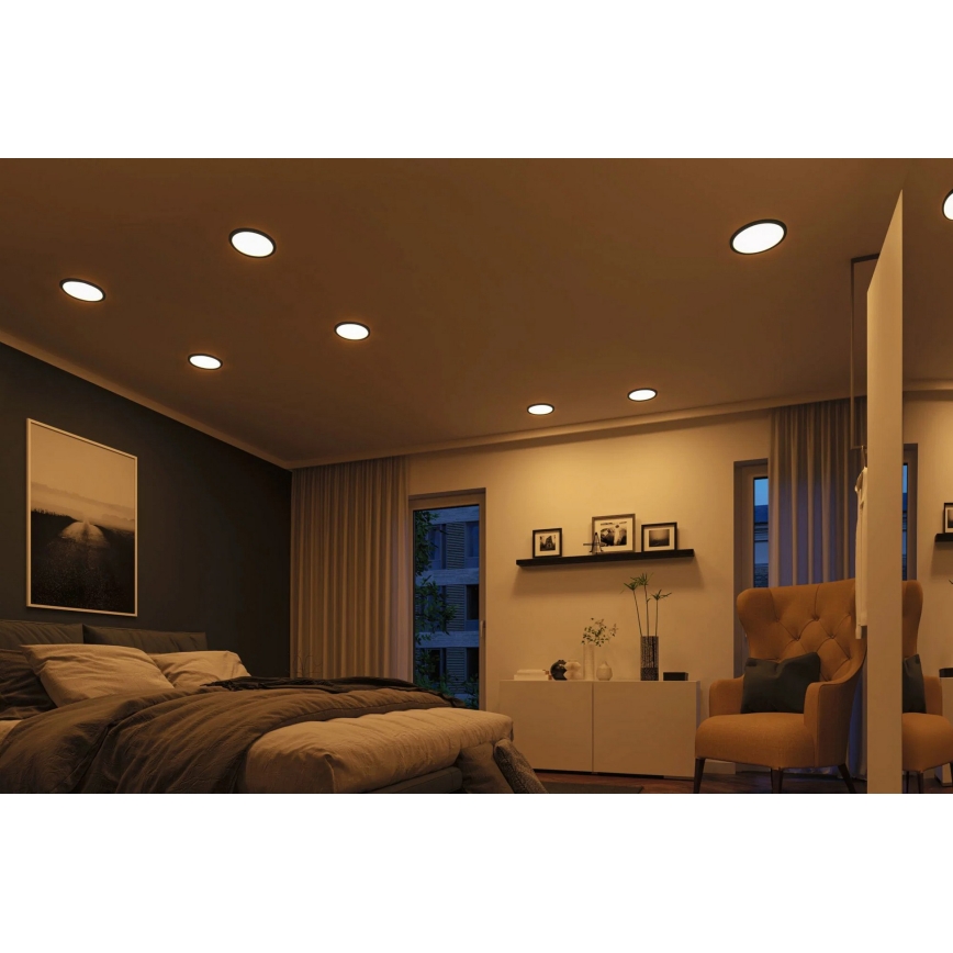Paulmann 93102 - LED/16W IP44 вбудований стельовий світильник для ванної кімнати AREO 230V 2000/3000/4000K діаметр 23 см чорний