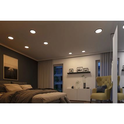 Paulmann 93102 - LED/16W IP44 вбудований стельовий світильник для ванної кімнати AREO 230V 2000/3000/4000K діаметр 23 см чорний
