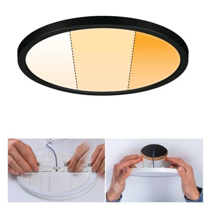 Paulmann 93102 - LED/16W IP44 вбудований стельовий світильник для ванної кімнати AREO 230V 2000/3000/4000K діаметр 23 см чорний