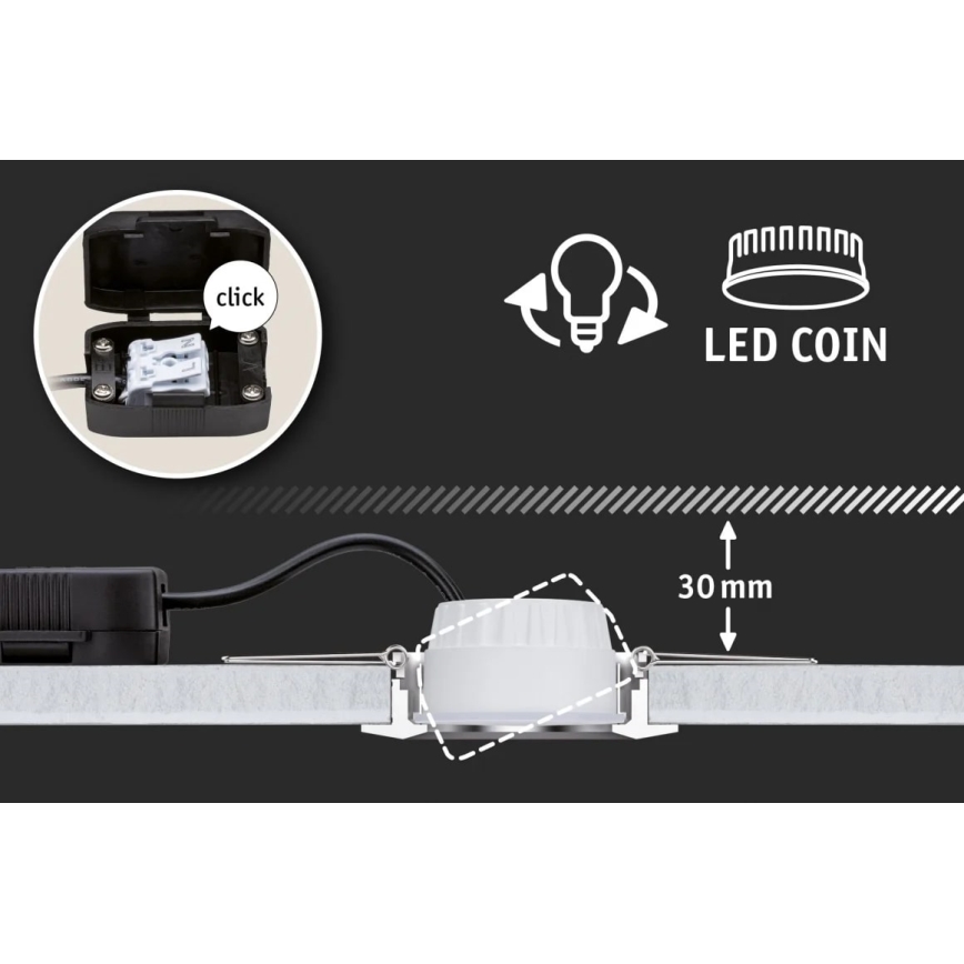 Paulmann 93383 - НАБІР 3xLED/6W IP44 Вбудований стельовий світильник для ванної з регулюванням яскравості GIL 230V