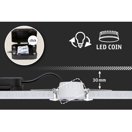 Paulmann 93383 - НАБОР 3xLED/6W IP44 Встроенный светильник для ванной комнаты с регулированием яркости GIL 230V