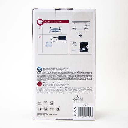 Paulmann 93462 - НАБІР 3xLED/6W IP44 Вбудований стельовий світильник для ванної NOVA 230V