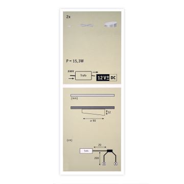 Paulmann 93582 - Набор 2x мебельных светильника GATE 230V LED/6,2W IP44