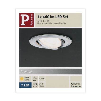Paulmann 93603 - LED-GU10/7W IP23 Вбудований стельовий світильник для ванної з регулюванням яскравості NOVA 230V