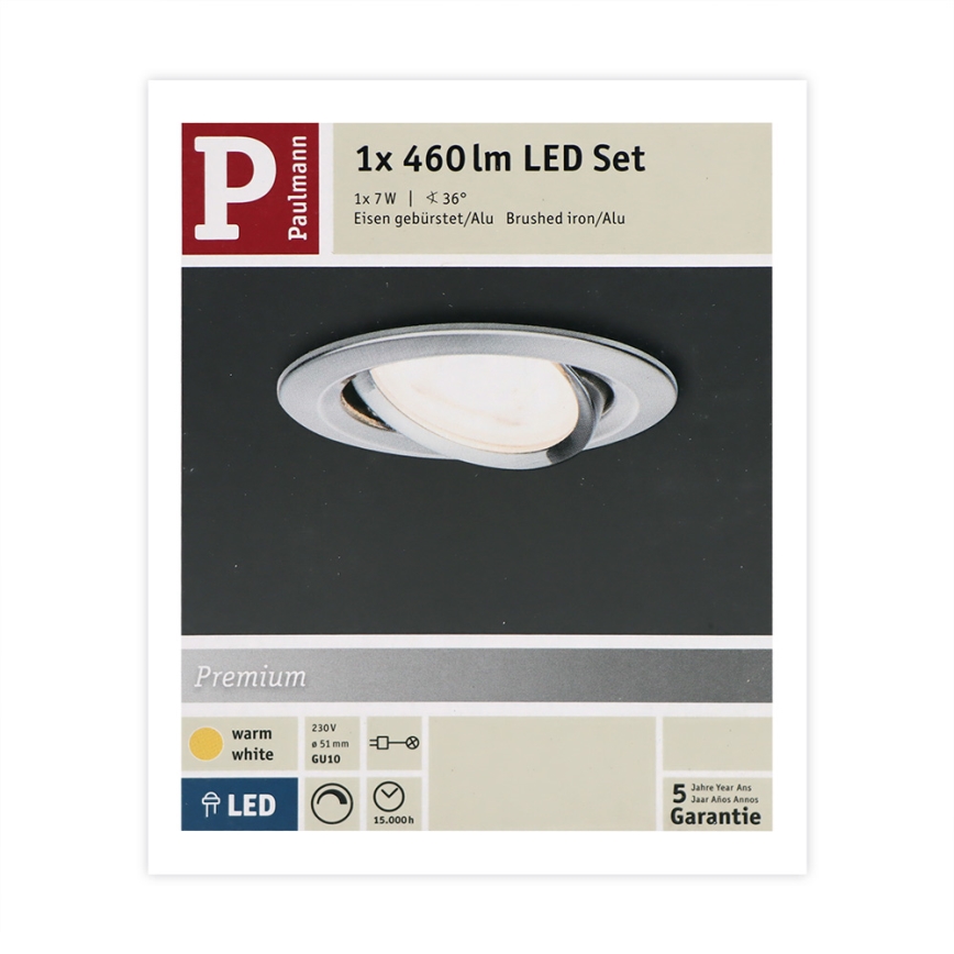 Paulmann 93603 - LED-GU10/7W IP23 Вбудований стельовий світильник для ванної з регулюванням яскравості NOVA 230V