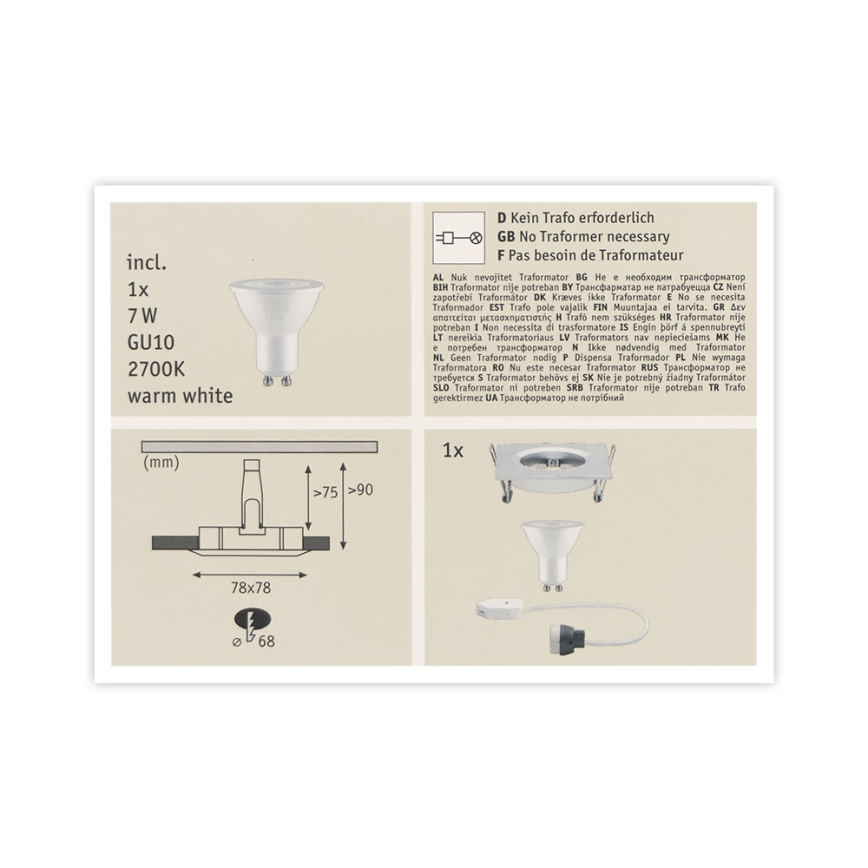 Paulmann 93611 - LED-GU10/7W IP44 Світильник для ванної з регулюванням яскравості NOVA 230V