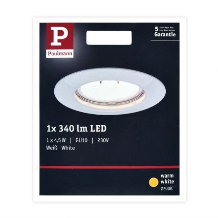 Paulmann 93658 - LED-GU10/4,5W Встроенный светильник 230V