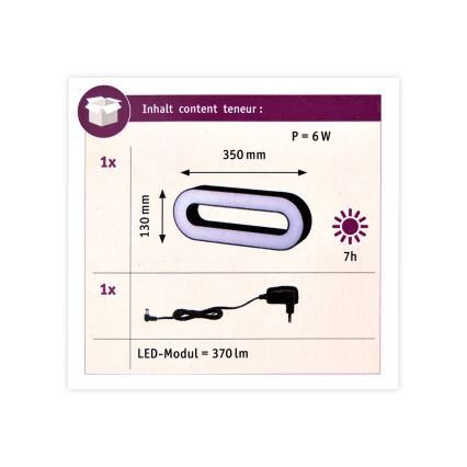 Paulmann 93933 - LED/6W IP44 Уличная переносная лампа с регулированием яркости MOVAL 230V