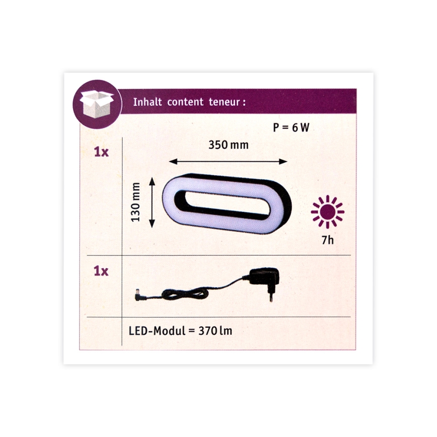 Paulmann 93933 - LED/6W IP44 Уличная переносная лампа с регулированием яркости MOVAL 230V