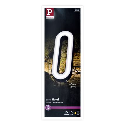 Paulmann 93933 - LED/6W IP44 Вулична портативна лампа з регулятором яскравості MOVAL 230V