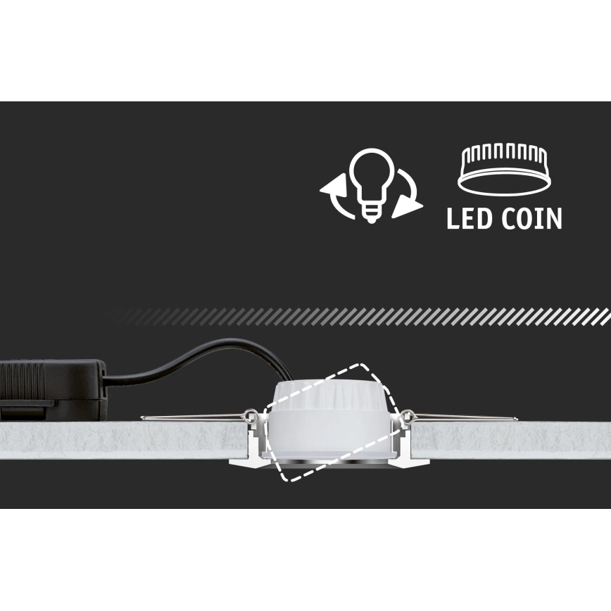 Paulmann 93942 - НАБІР 3xLED/6,8W IP23 Вбудований стельовий світильник для ванної з регулюванням яскравості COIN 230V