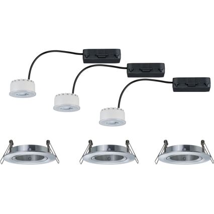 Paulmann 93943 - Набір із 3 димованих вбудованих LED-світильників 6,8 Вт, IP23, для ванної кімнати COIN, 230V