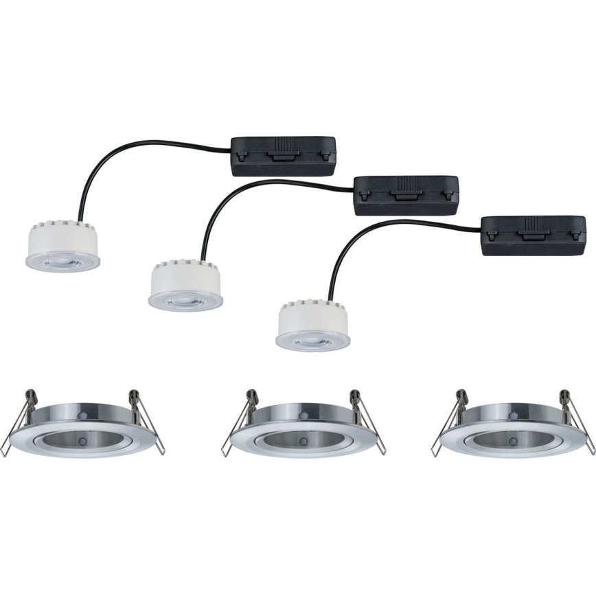 Paulmann 93943 - набор из 3 встраиваемых LED-светильников по 6,8 Вт, IP23, диммируемые, для ванной COIN, 230 В