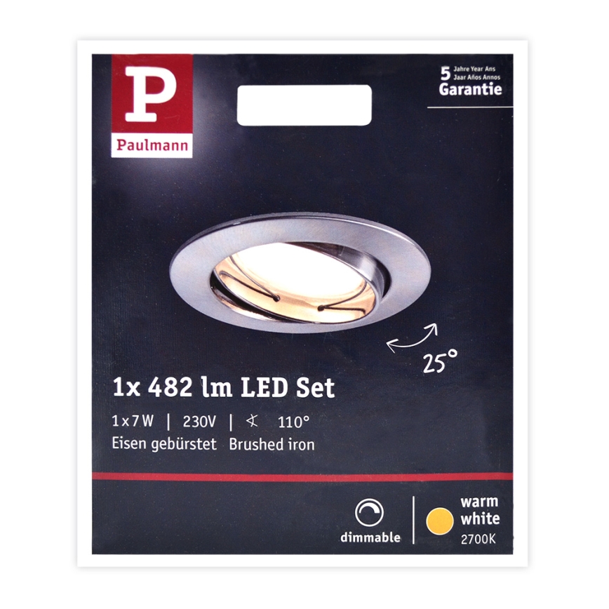 	Paulmann 93963 - Диммируемый потолочный светильник для ванной комнаты COIN 230V LED/7W IP23