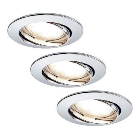 Paulmann 93966 - Набор 3x диммируемых встраиваемых светильника для ванной комнаты COIN LED/7W 230V IP23