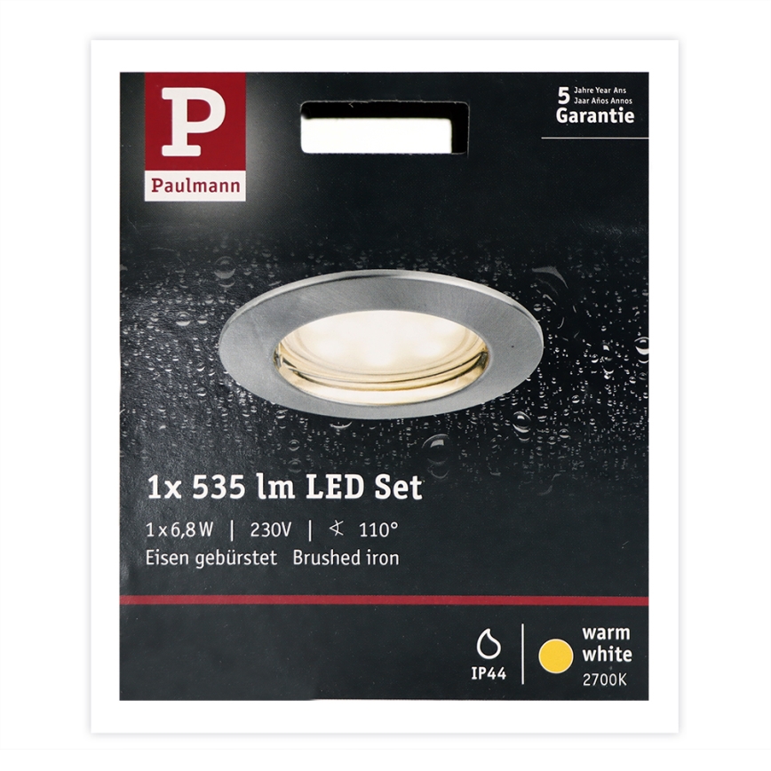 Paulmann 93975 - LED/6,8W IP44 Вбудований стельовий світильник для ванної COIN 230V