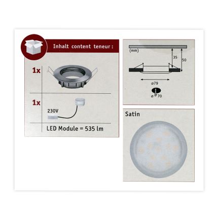 Paulmann 93975 - LED/6,8W IP44 Вбудований стельовий світильник для ванної COIN 230V