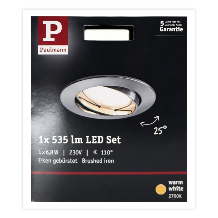 Paulmann 93979 - Встраиваемый светильник для ванной комнаты COIN LED/6,8W IP23 230V