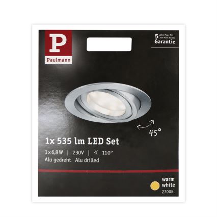 Paulmann 93983 - LED/6,8W IP23 Вбудований світильник для ванної кімнати COIN 230V