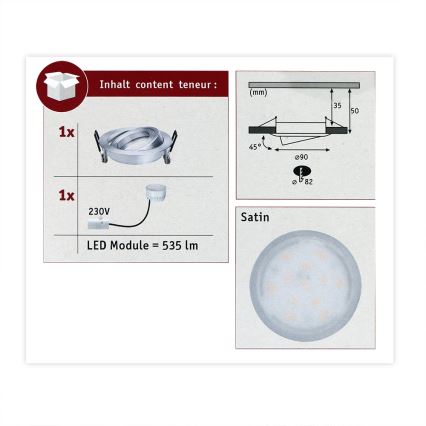 Paulmann 93983 - Встраиваемый светильник для ванной комнаты COIN LED/6,8W IP23 230V