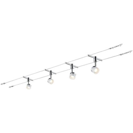 Paulmann 94080 - Набор 4xLED/4,8W: комплект тросовой системы STAGE, 230V, полированный хром