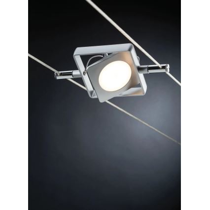 Paulmann 94107 - комплект из 4 точечных светодиодных светильников 4,3 Вт для тросовой системы MAC 230 В матовый хром