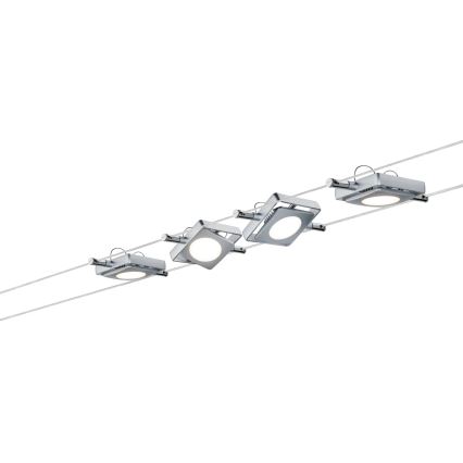Paulmann 94107 - комплект из 4 точечных светодиодных светильников 4,3 Вт для тросовой системы MAC 230 В матовый хром