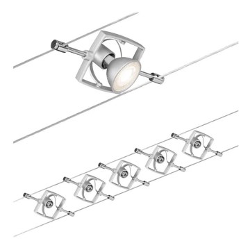 Paulmann 94133 - Комплект 5xGU5,3/10W, тросова система MAC 230V, матовий хром