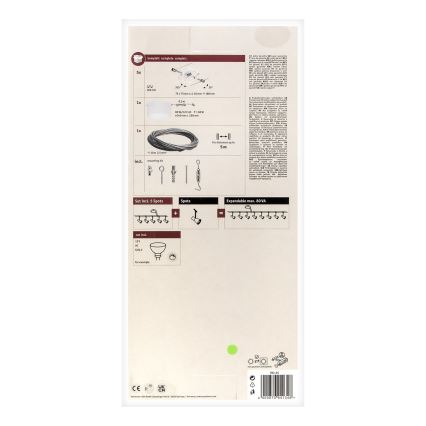 Paulmann 94134 - Набір 5xGU5,3/10W Комплектна тросова система MAC 230 В біла