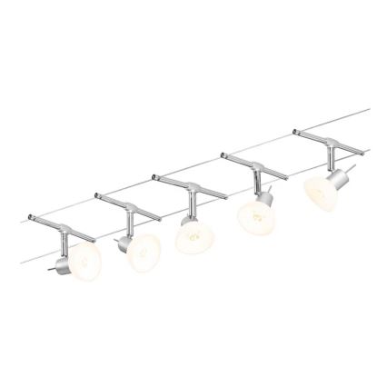 Paulmann 94136 - Комплект із 5 × GU5.3/10 Вт, повна тросова система SHEELA 230 В, блискучий хром