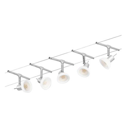 Paulmann 94136 - Комплект із 5 × GU5.3/10 Вт, повна тросова система SHEELA 230 В, блискучий хром