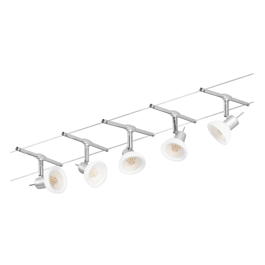 Paulmann 94136 - Комплект із 5 × GU5.3/10 Вт, повна тросова система SHEELA 230 В, блискучий хром