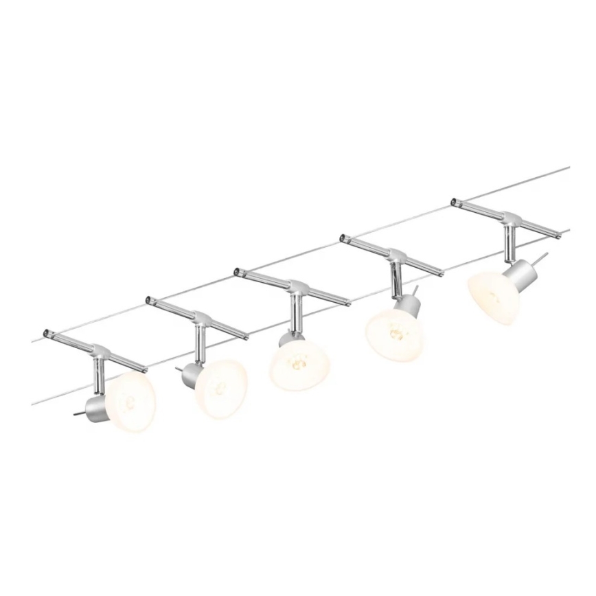 Paulmann 94136 - НАБОР 5xGU5,3/10W Точечный светильник для тросовой системы SHEELA 230В глянцевый хром