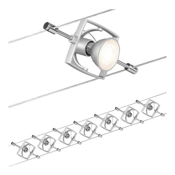 Paulmann 94152 - Набір 7xGU5,3/10W Комплектна тросова система MAC 230V матовий хром