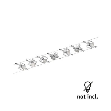 Paulmann 94152 - Комплект 7xGU5,3/10W Полная тросовая система MAC 230V матовый хром