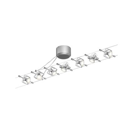 Paulmann 94152 - Комплект 7xGU5,3/10W Полная тросовая система MAC 230V матовый хром