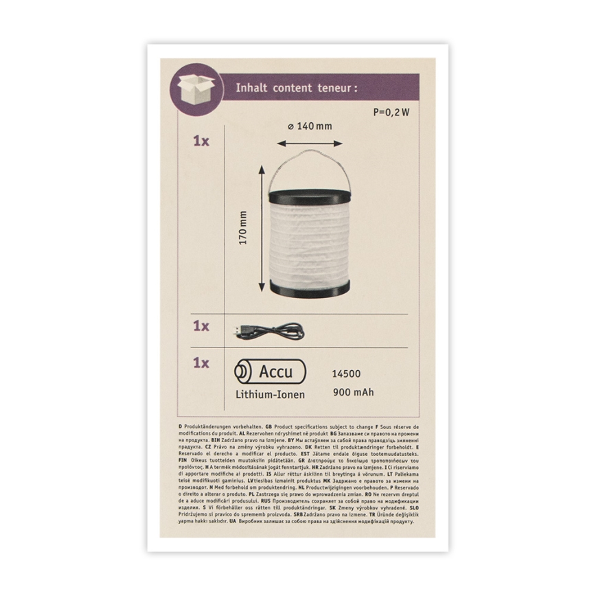 Paulmann 94169 - LED/0,2W IP44 Вуличний декоративний світильник MOBILE 3,7V