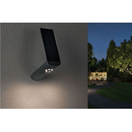 Paulmann 94261 - LED/1,2W IP44 Настінний світильник з датчиком на сонячній батареї ILIAS 3,7V