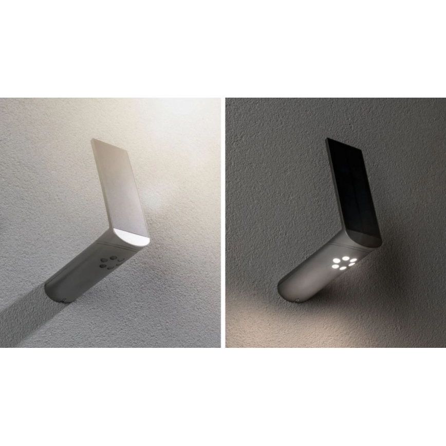 Paulmann 94261 - LED/1,2 Вт IP44 Сонячний настінний світильник із сенсором ILIAS 3,7 В 1800 мАг