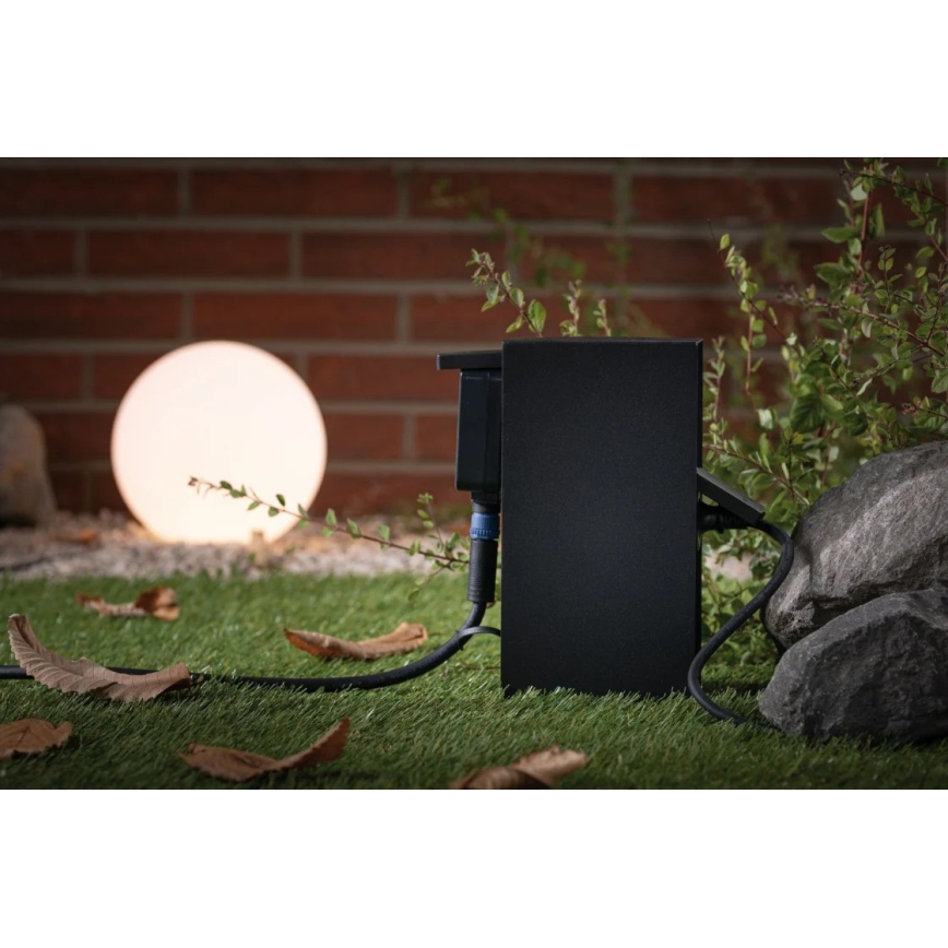 Paulmann 94315 -Вулична розеткова колона з датчиком освітленості RIO 3Z SCHUKO 230V IP44