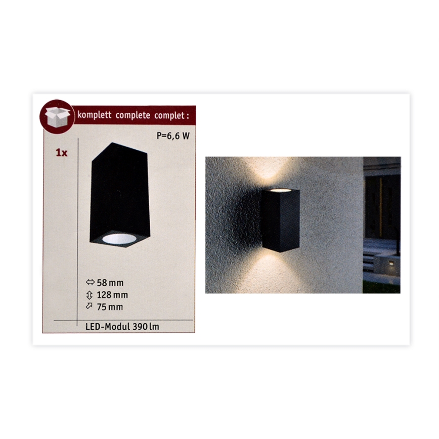 Paulmann 94328 - 2xLED/2,8W IP44 Вуличний настінний світильник FLAME 230V антрацит