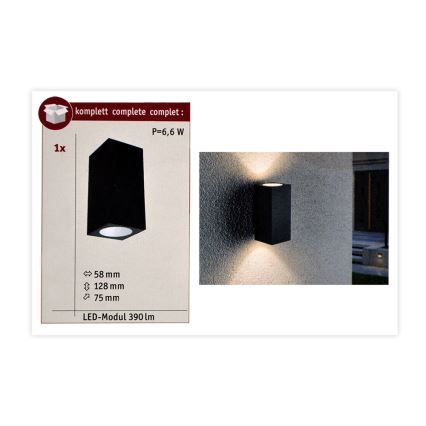 Paulmann 94328 - Уличный настенный светильник FLAME 230V 2xLED/2,8W IP44 антрацит