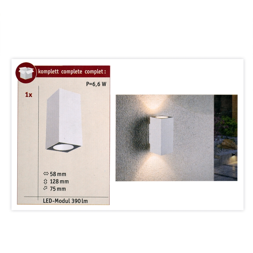 Paulmann 94330 - Уличный настенный светильник  FLAME 230V 2xLED/2,8W IP44 белый